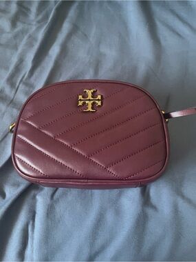 Tory Burch Burgundy Quilted Leather Crossbody with Gold Logo